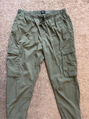 H&M Olive Cargo Joggers with Drawstring Waist